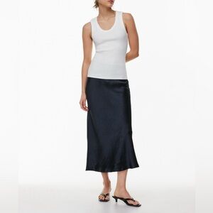 New with Tags Babaton Slip Satin Maxi Skirt Size 4, Black